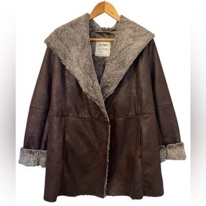 Dylan True Grit faux suede shearling jacket in brown, size XS